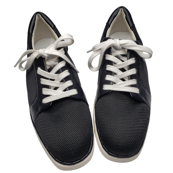 Franco Sarto | Quinn Black Leather Fabric Low Top Lace Up Sneakers Women's 7.5 - Picture 8 of 13